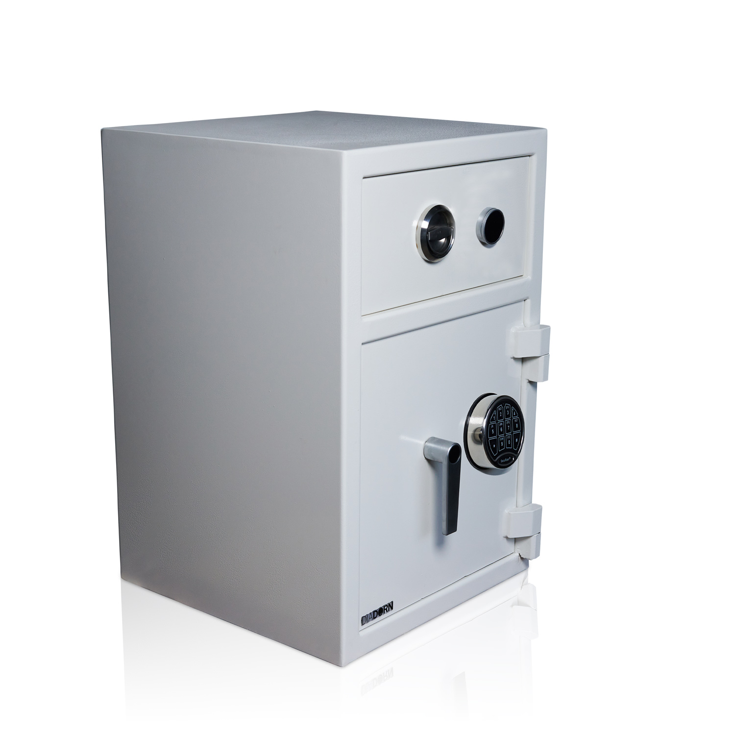 Deposit safe with drawer & key lock | Safe door with 6 locking bolts & pin code lock