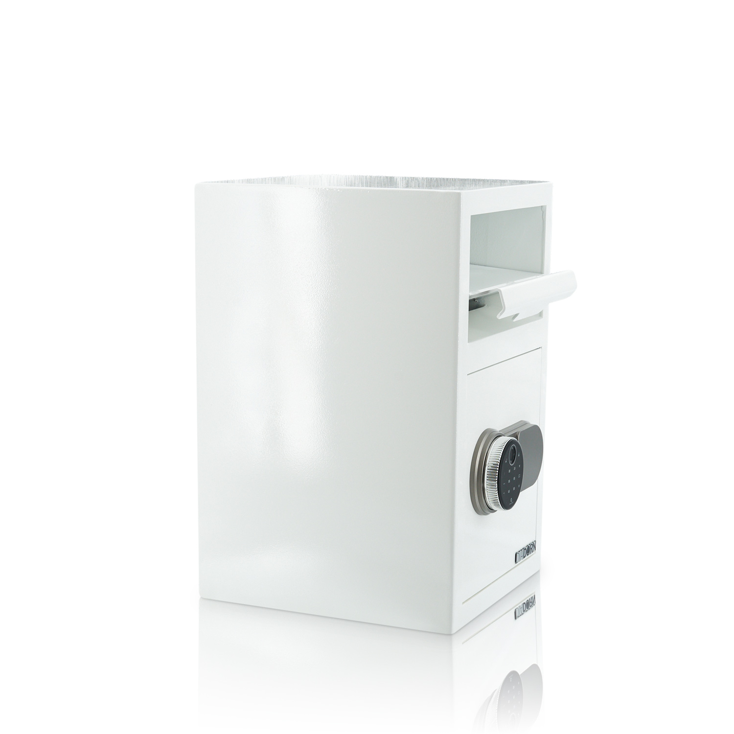 Deposit safe with deposit flap with fingerprint PIN code lock | Glossy White